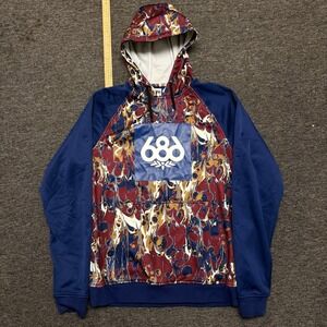 686 Bonded Fleece Pullover Hoodie Men's Size Large Tye Dye Ski Snowboard Street